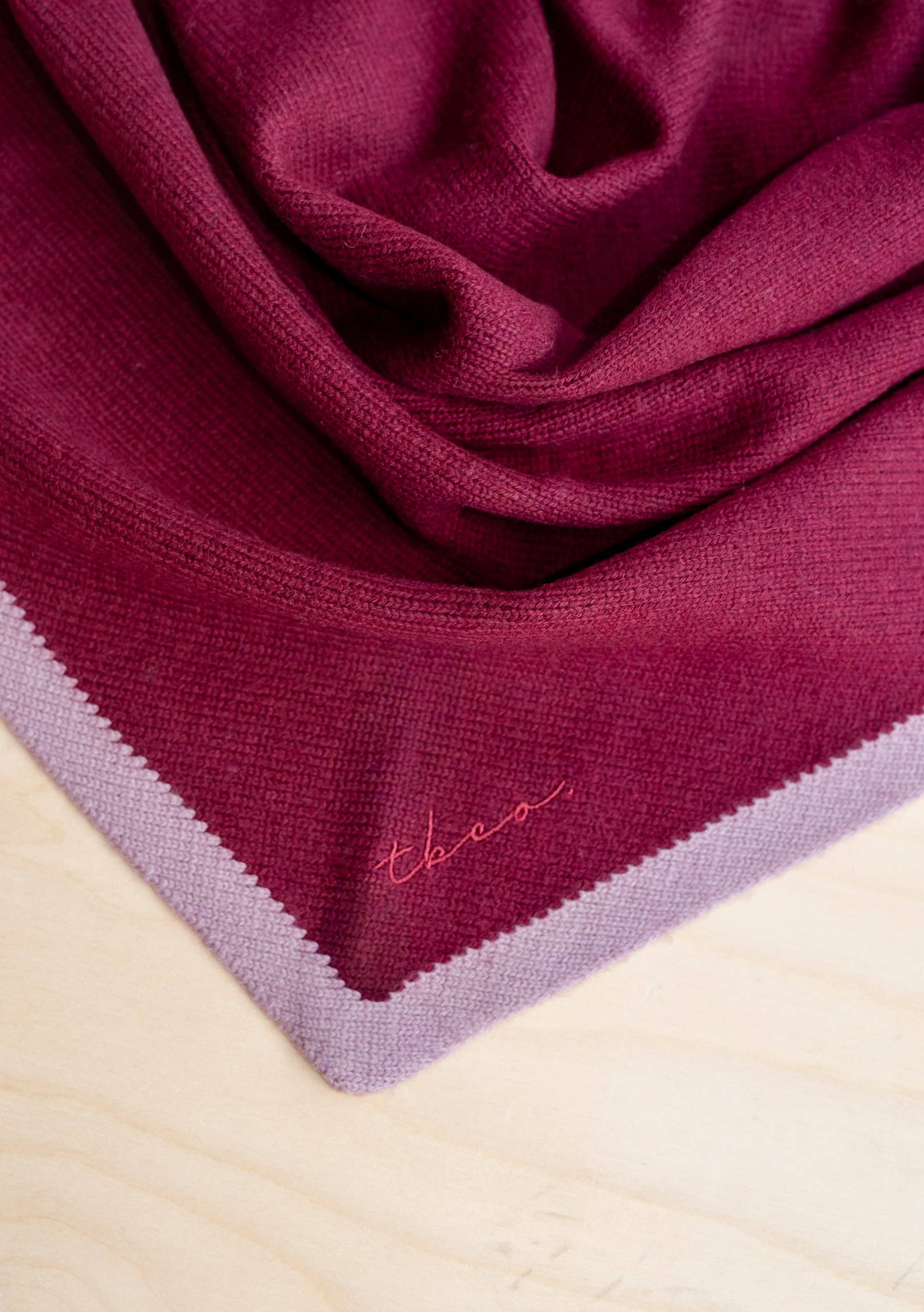 Large Merino Triangle Scarf | Burgundy & Lilac