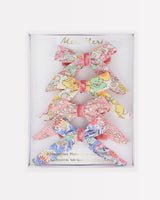 Floral Pattern Bow Hair Clips