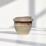Ceramic flat white cup in Rome, further view