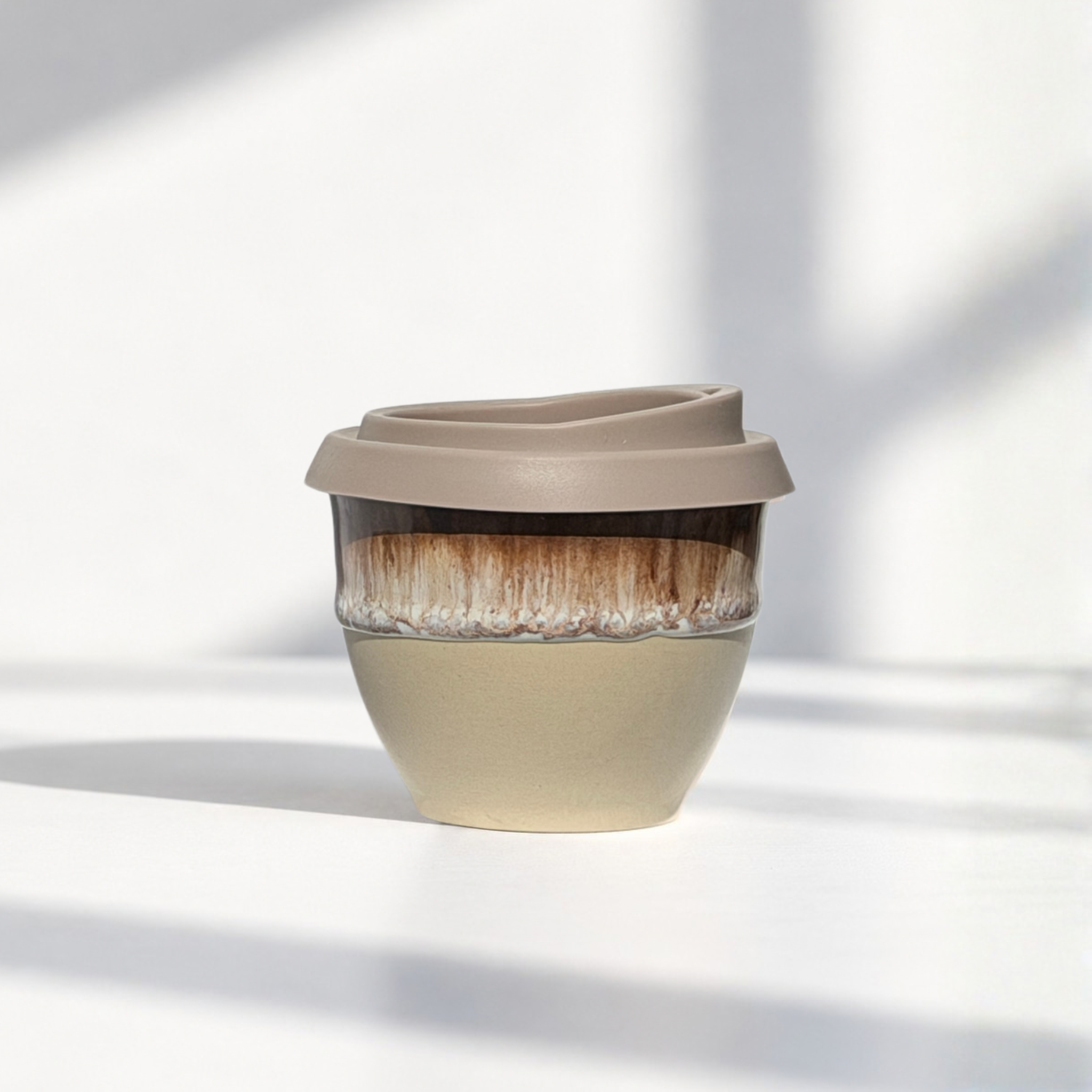 Ceramic flat white cup in Rome, further view