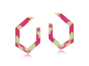 Emma Resin Hexagon Statement Hoop Earrings