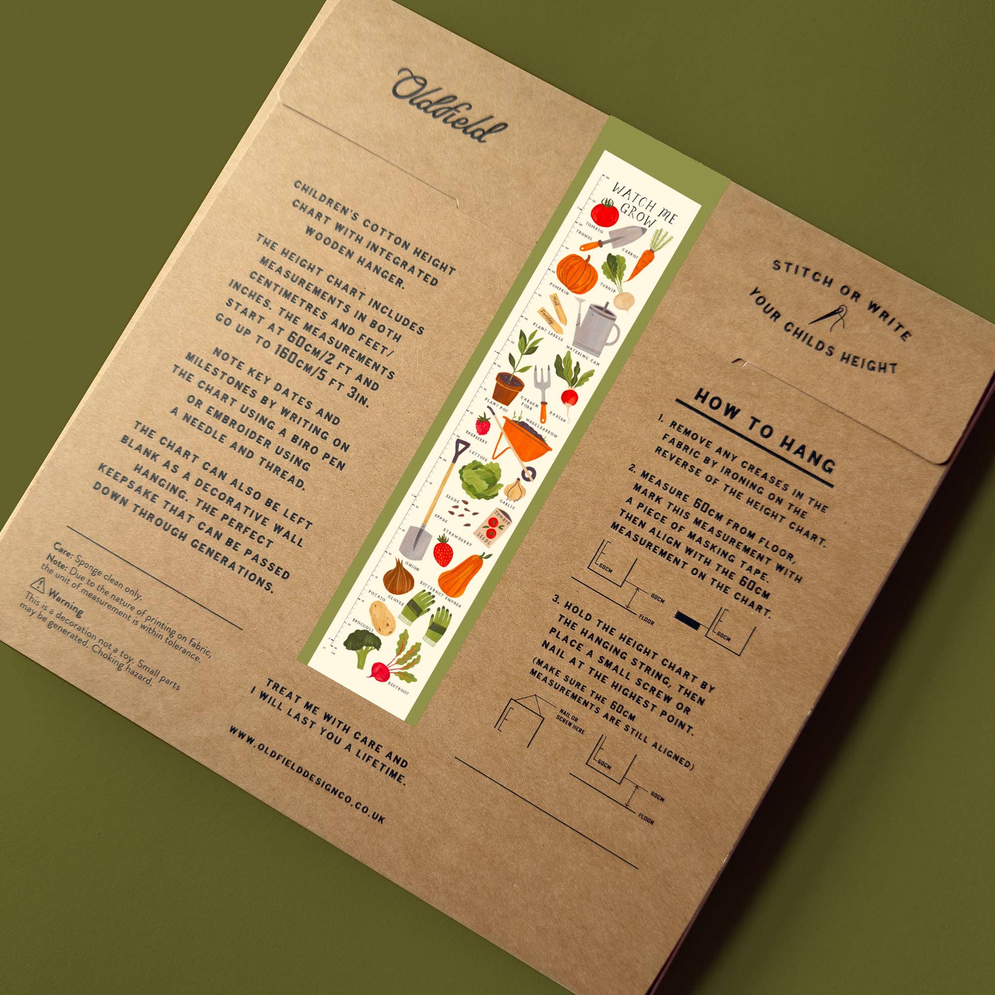 Vegetable Patch Children's Fabric Height Chart