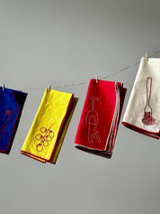 Vine tomato linen napkins, further view