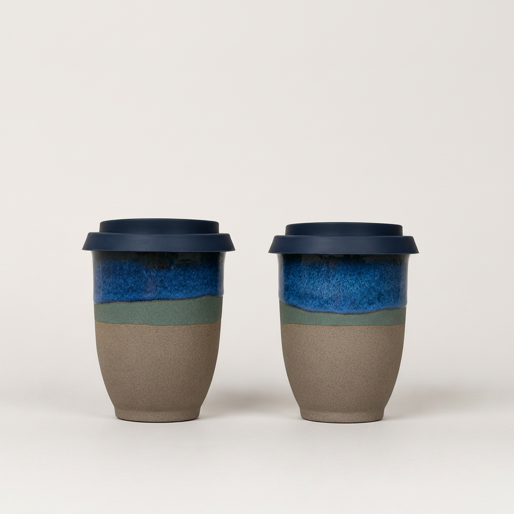 Reusable Ceramic Coffee Cup 8oz in Belize Navy
