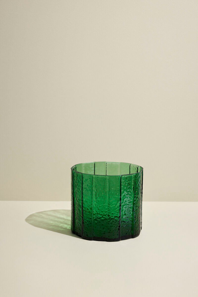 The Every Space deep green Emerald Vase for flowers, in textured glass by Hübsch