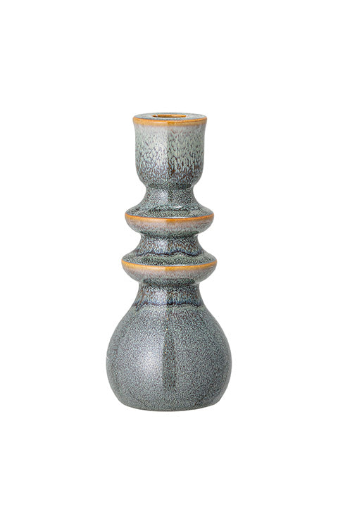 The Every Space handmade, stoneware Emie Candle holder, painted in a green reactive glaze, by Bloomingville