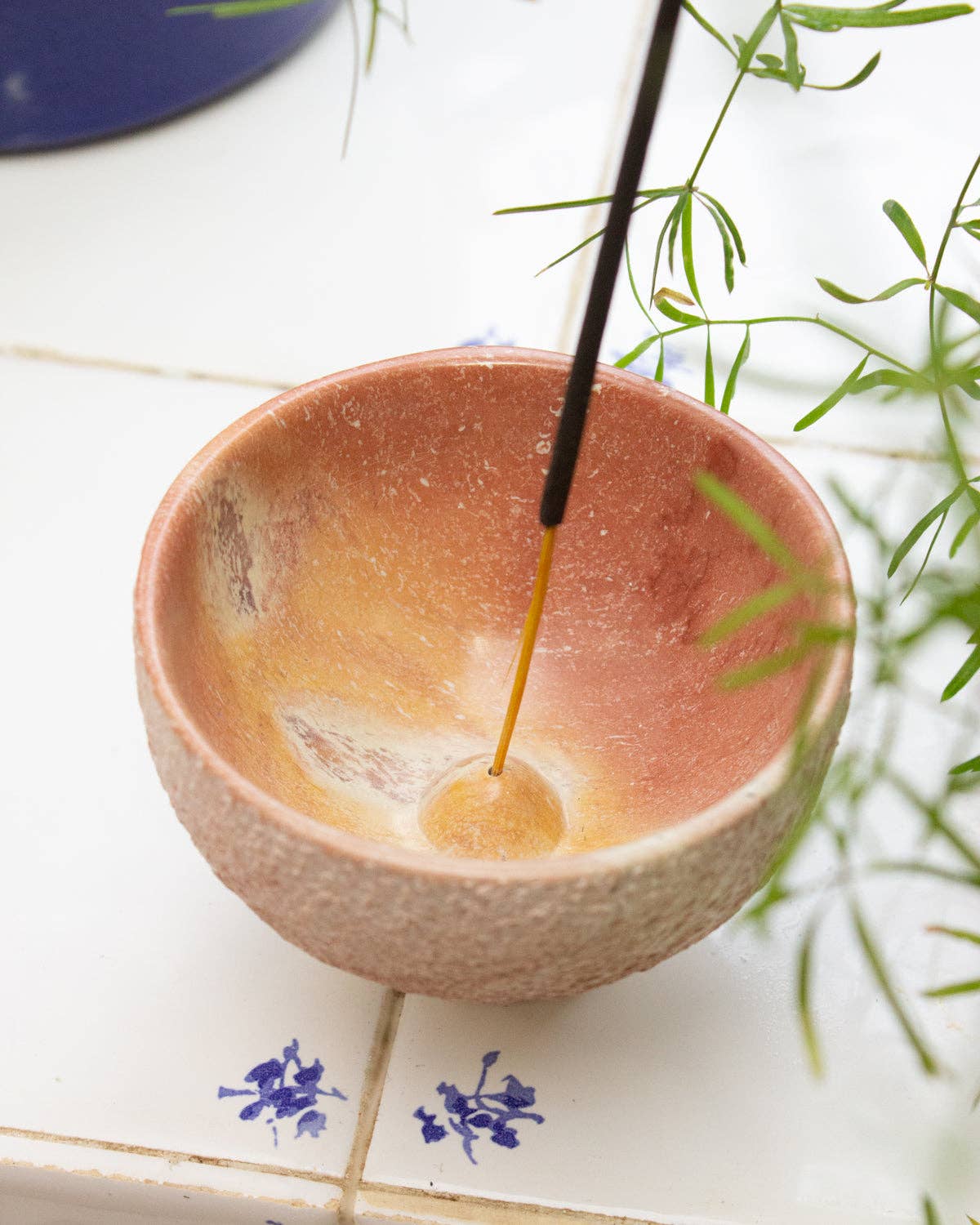 Textured Soapstone Incense Holder Bowl in Marbled Pink | Handmade in Kenya