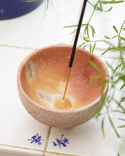Textured Soapstone Incense Holder Bowl in Marbled Pink | Handmade in Kenya