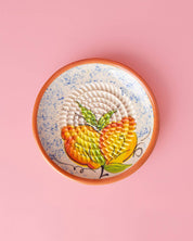 Small Vintage Handmade Ceramic Plate Grater / Lemon