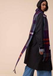 Lambswool Skinny Scarf in Blue Modern Tartan