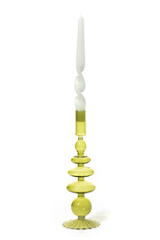 Pear green glass taper holder, further view