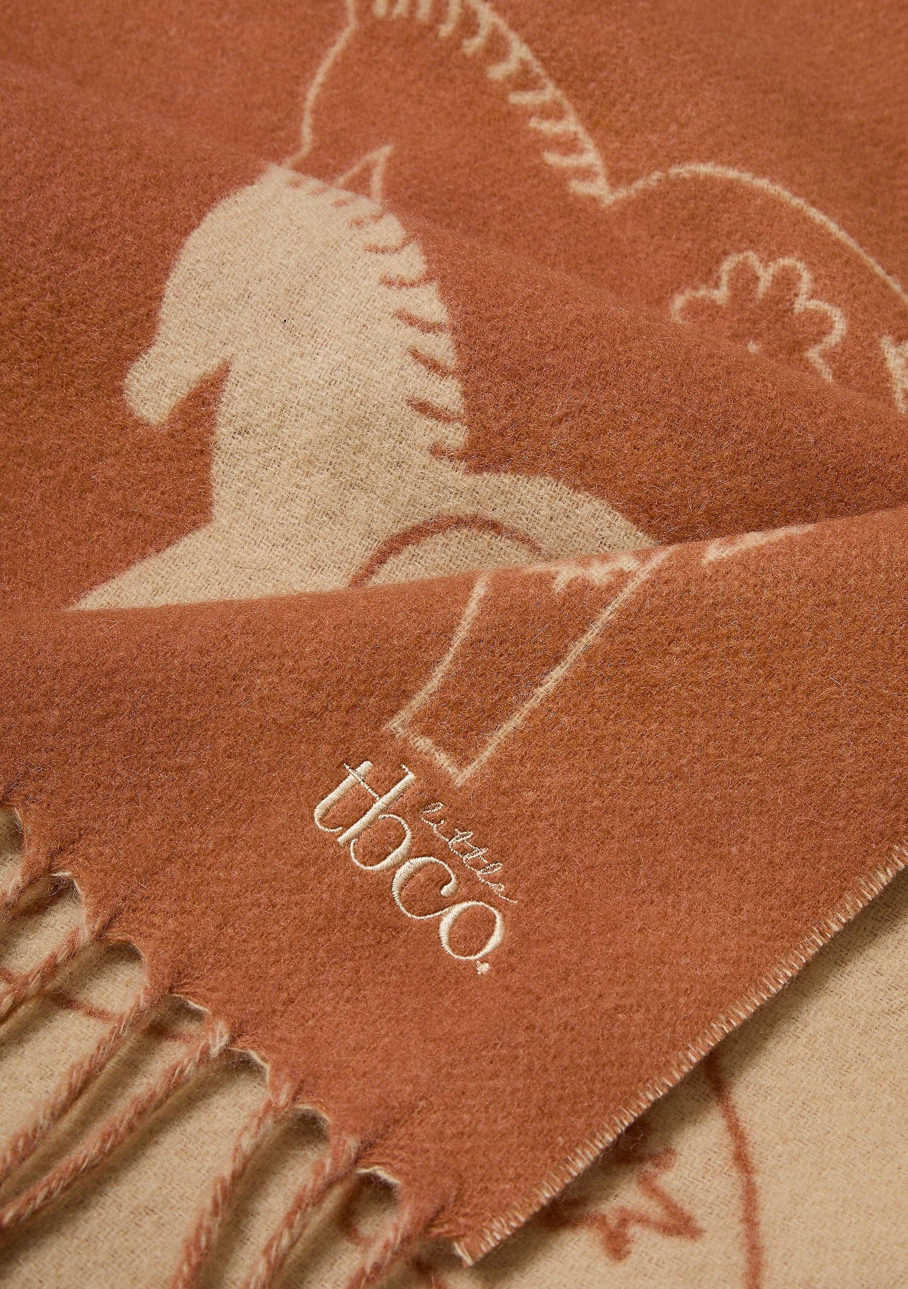 Lambswool Baby Blanket in Rust Gallop