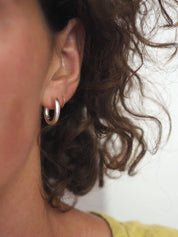 Roake Studio | Wendy Medium Chunky Brushed Silver Hoop Earrings