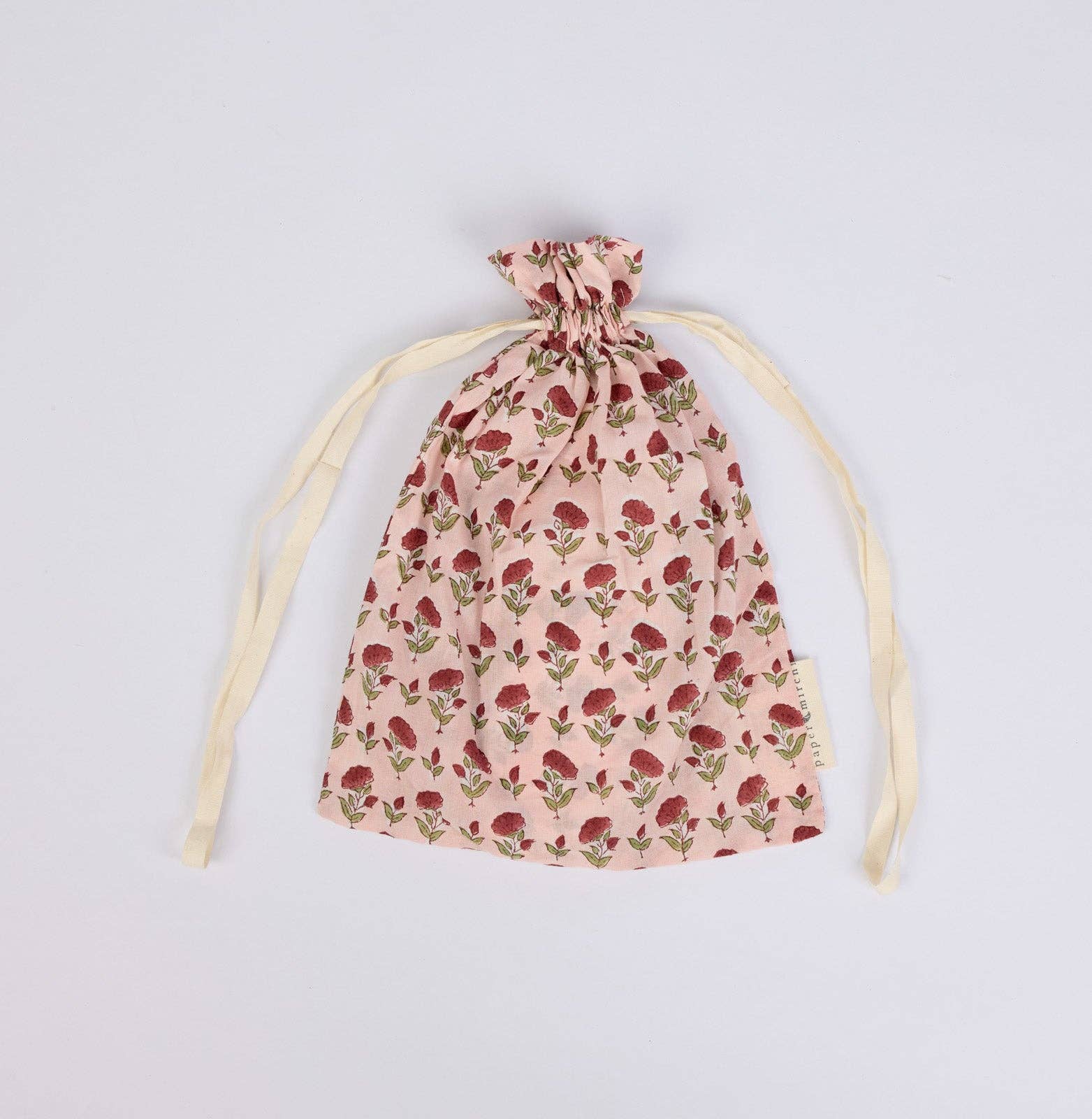 Block Printed Eye Mask & Scrunchie Set | Ditsy Floral Scarlet