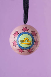 Libra zodiac papier mache bauble, further view