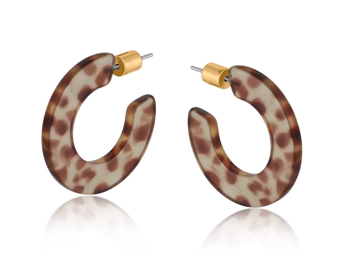 Flat Resin Hoop Earrings | Green
