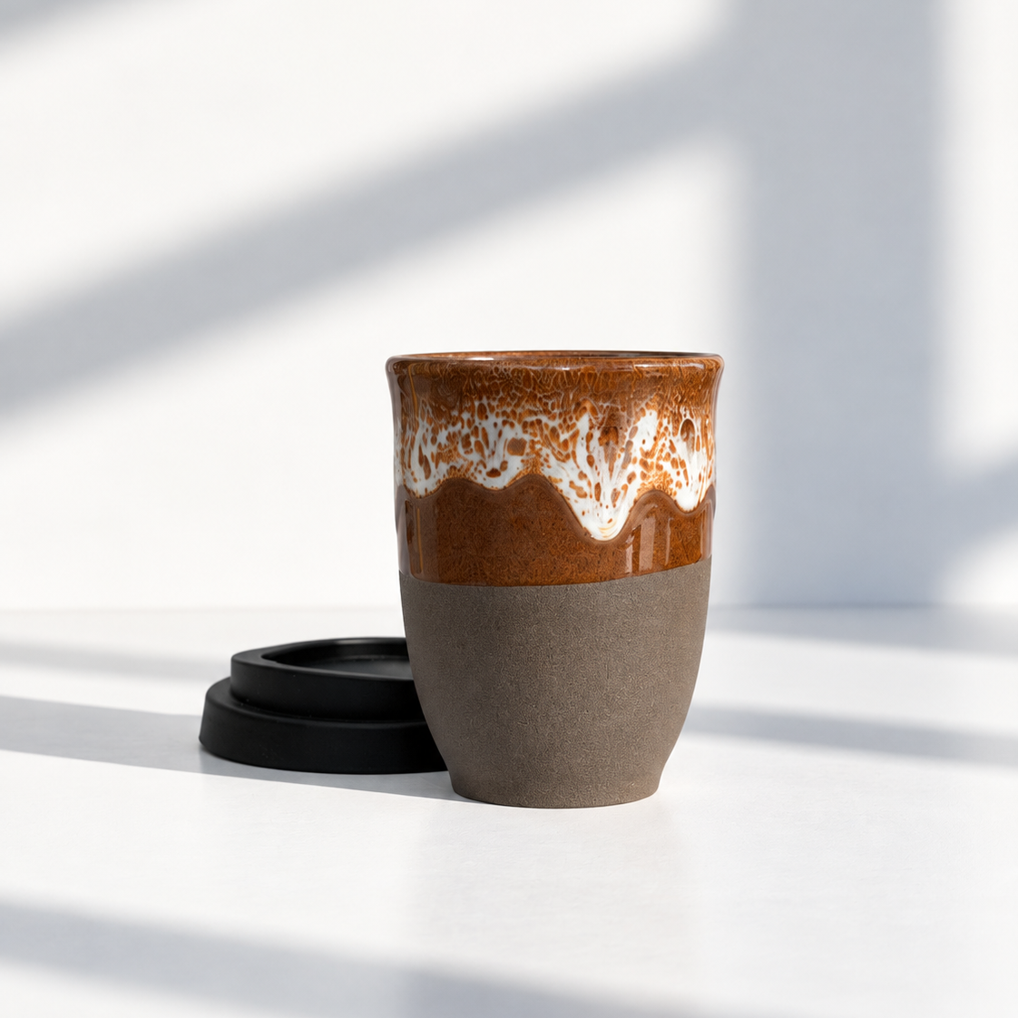 Reusable ceramic coffee cup in Naples, further view