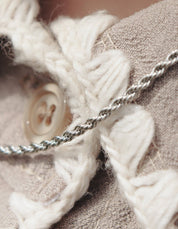 Silver Rope Twist chain Necklace, Waterproof