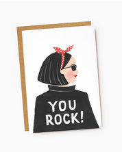 "You Rock!" Cool Girl Greeting Card