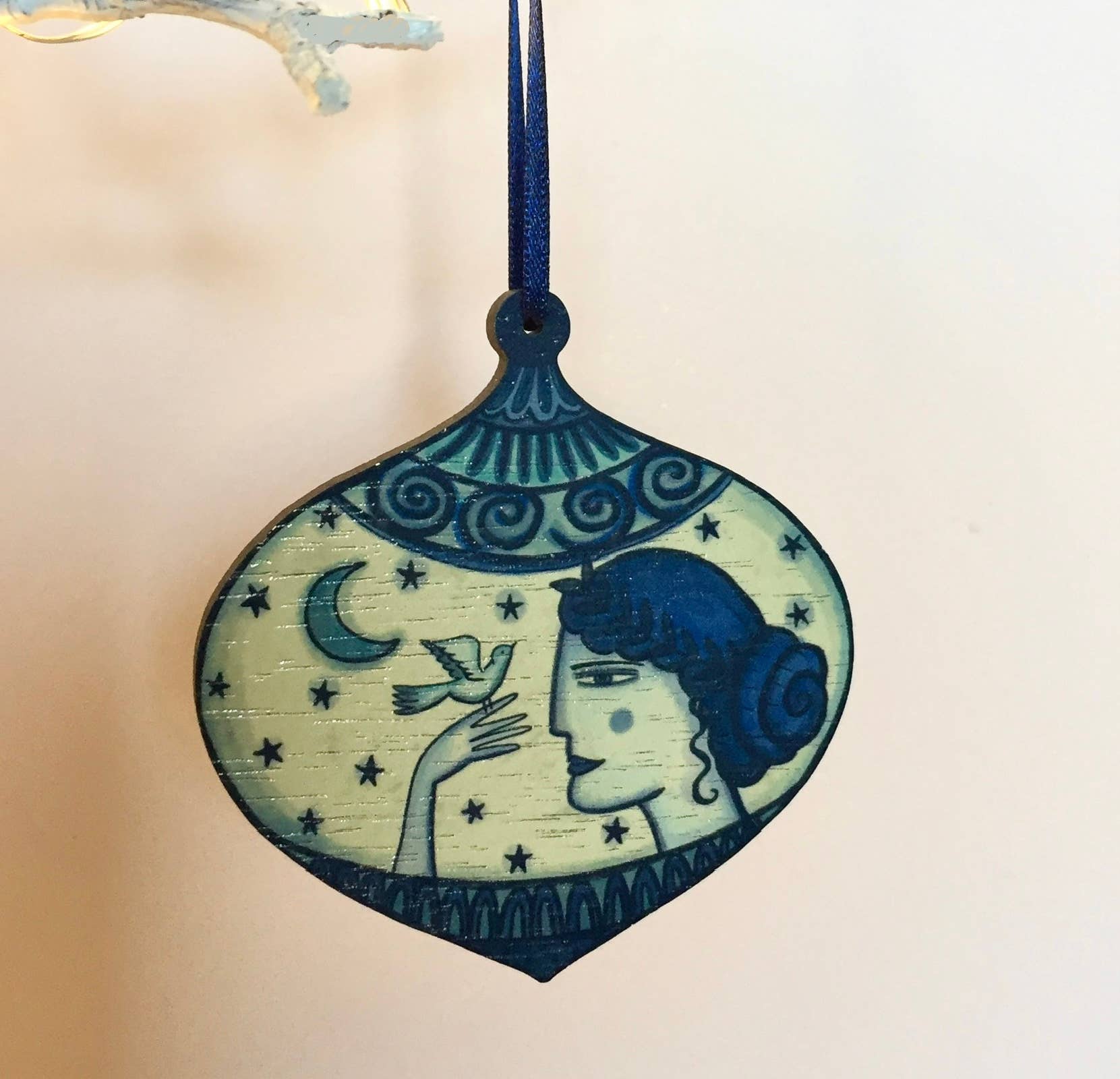 Illustrated Lady Wooden Decoration