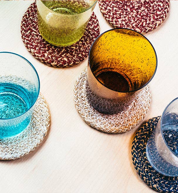 Olive jute placemats by British Colour Standard, further view