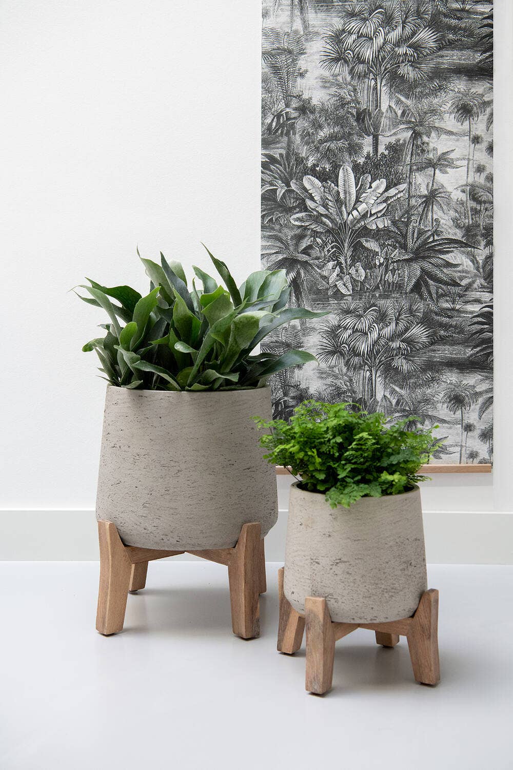 Planter Round Patt XL (Feet Low) Grey Washed Ø28cm x H29cm