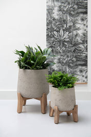 Planter Round Patt XL (Feet Low) Grey Washed Ø28cm x H29cm