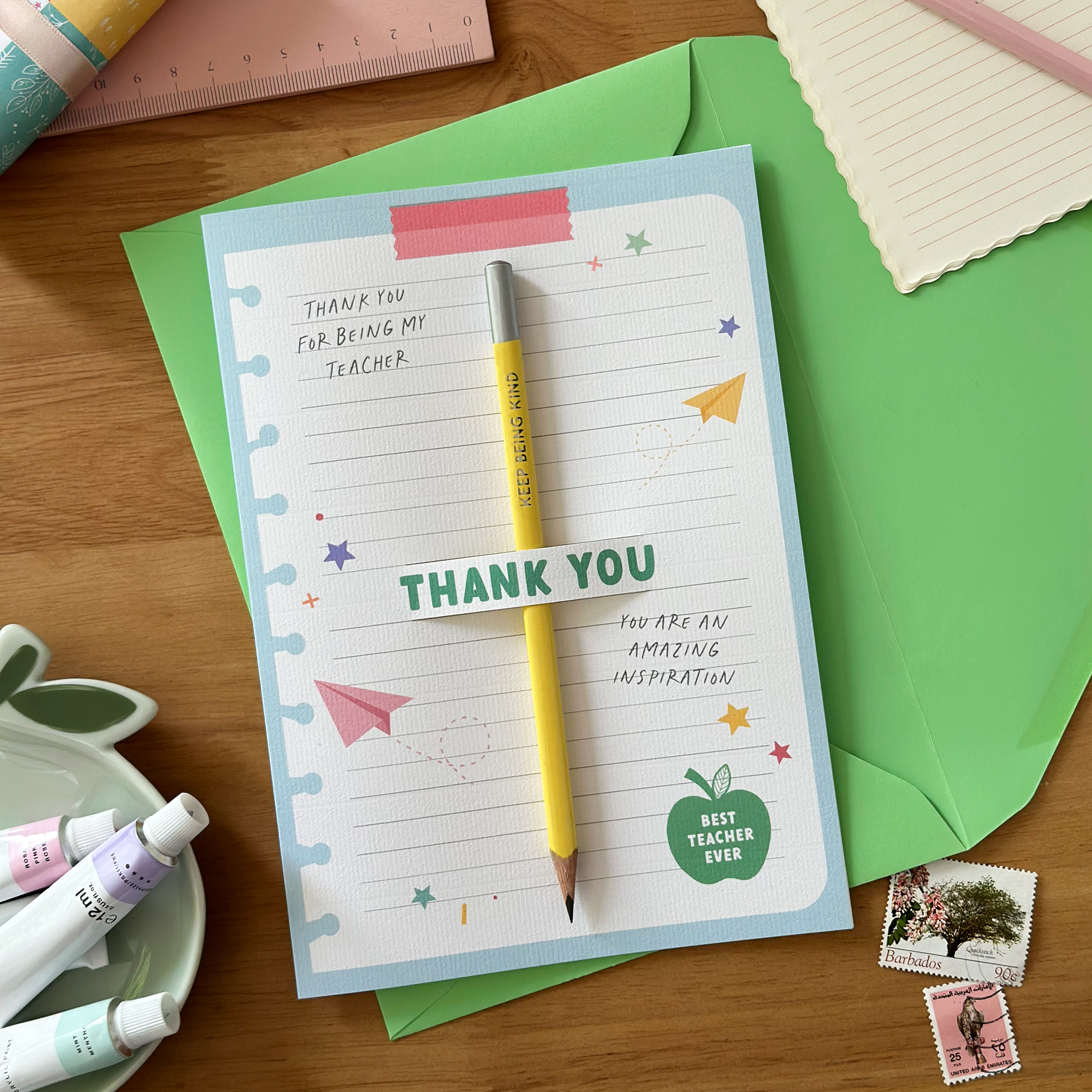 Thank You Teacher Card & Find The Joy Pencil