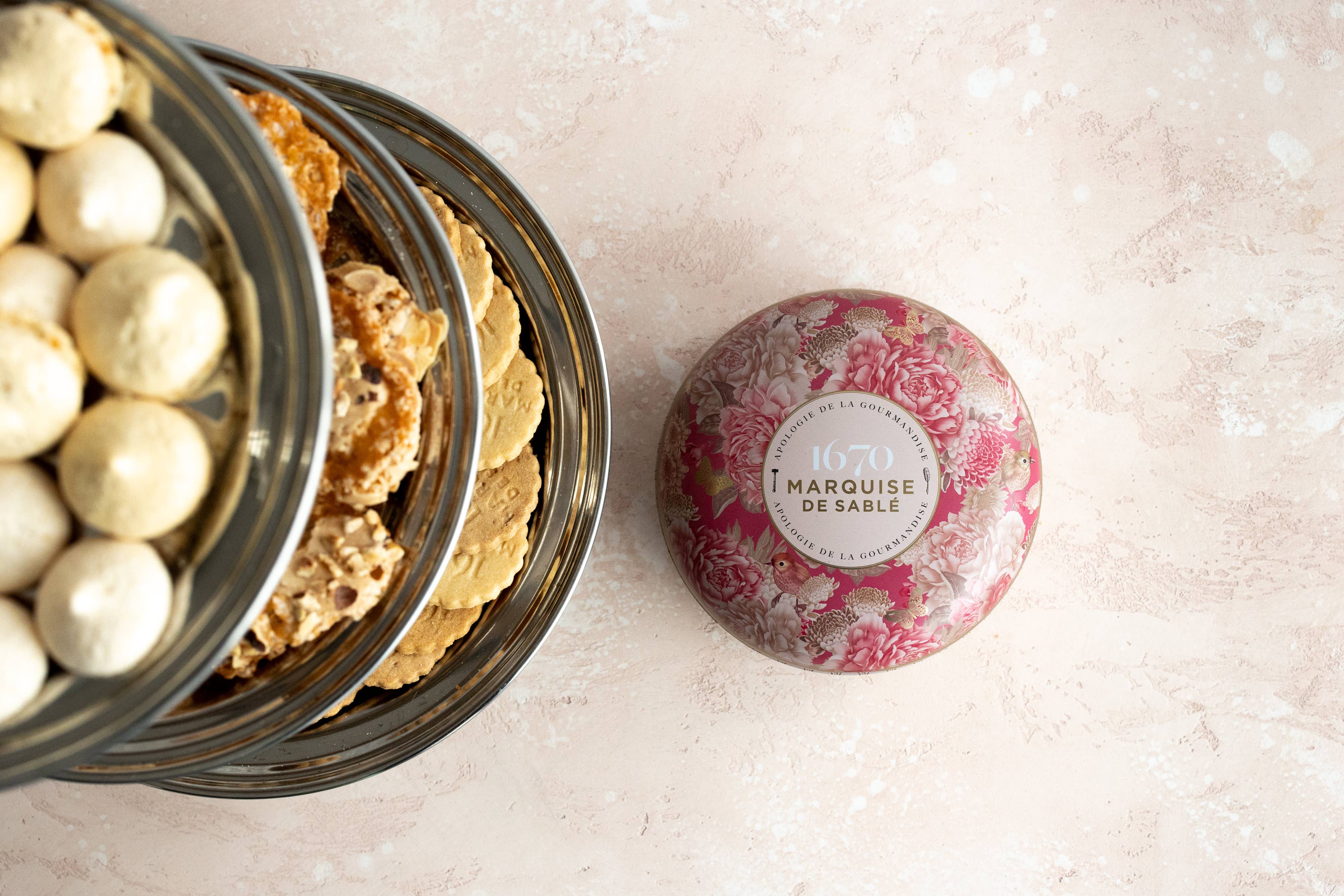 Shortbread Biscuits | Apricot, "Écrin Trésor" Round Tin, 175g