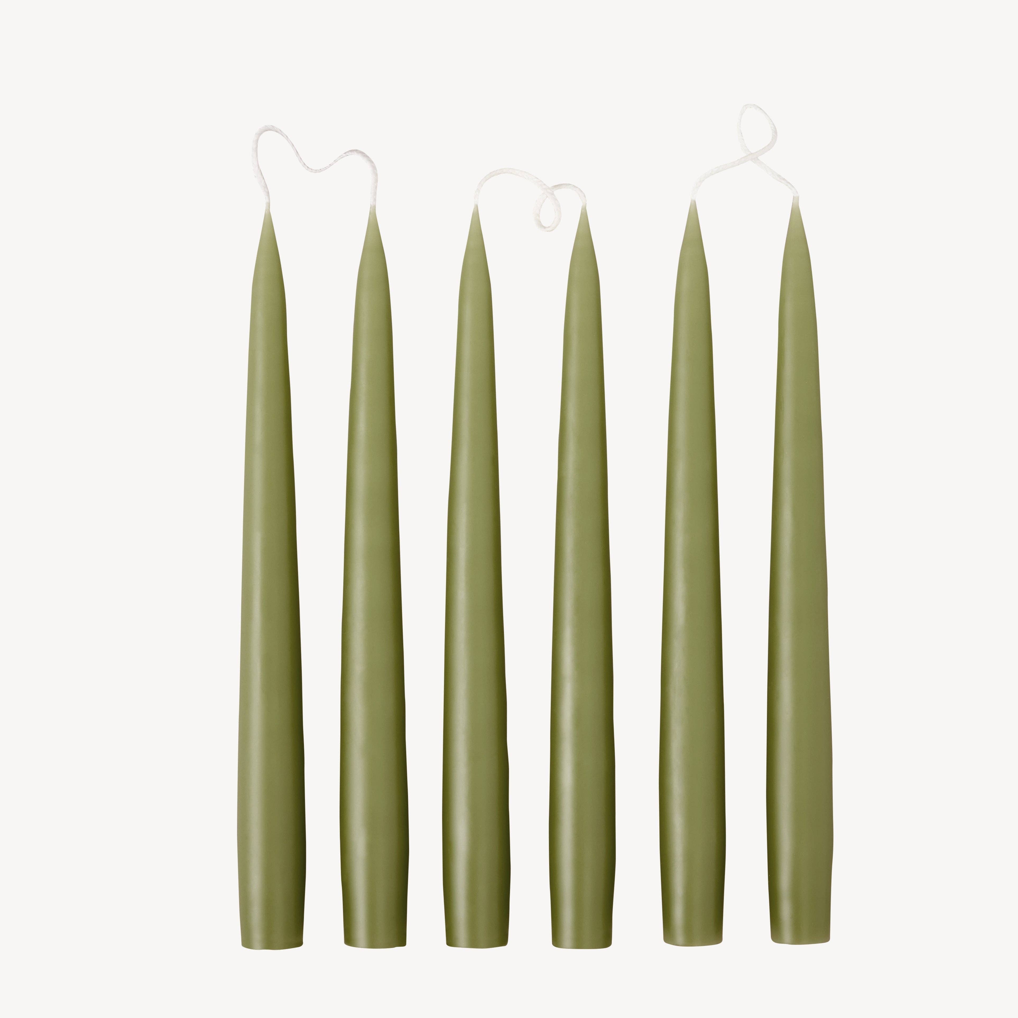 Candles (set of 2) | Taper 25cm | Olive Green