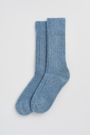 Lido Blue Ultra Soft Alpaca Ribbed Bed Socks