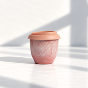 Glaze ceramic flat white cup, 6oz, in Seville Terracotta