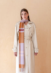 Lambswool Skinny Scarf in Lilac Modern Tartan