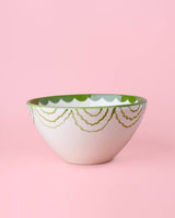 Artisanal Ceramic Serving Bowl | Green & White