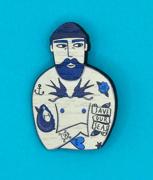 Nautical Tattooed Sailor Pin Brooch