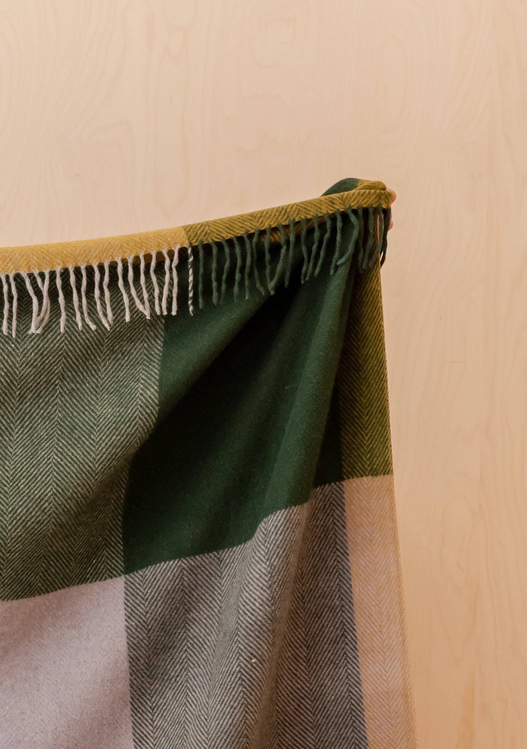 Recycled Wool Blanket | Green Frame Check