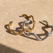 Everyday Gold Dimple Wave Bangle by Little Nell, further view