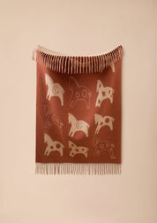 Lambswool Baby Blanket in Rust Gallop