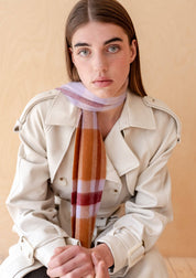 Lambswool Skinny Scarf in Lilac Modern Tartan