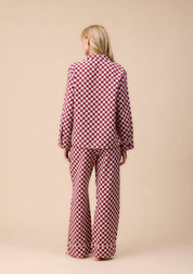 Cotton Pyjamas in Burgundy Checkerboard