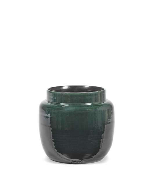The Every Space Dark Green glazed terracotta indoor plant pot by Serax