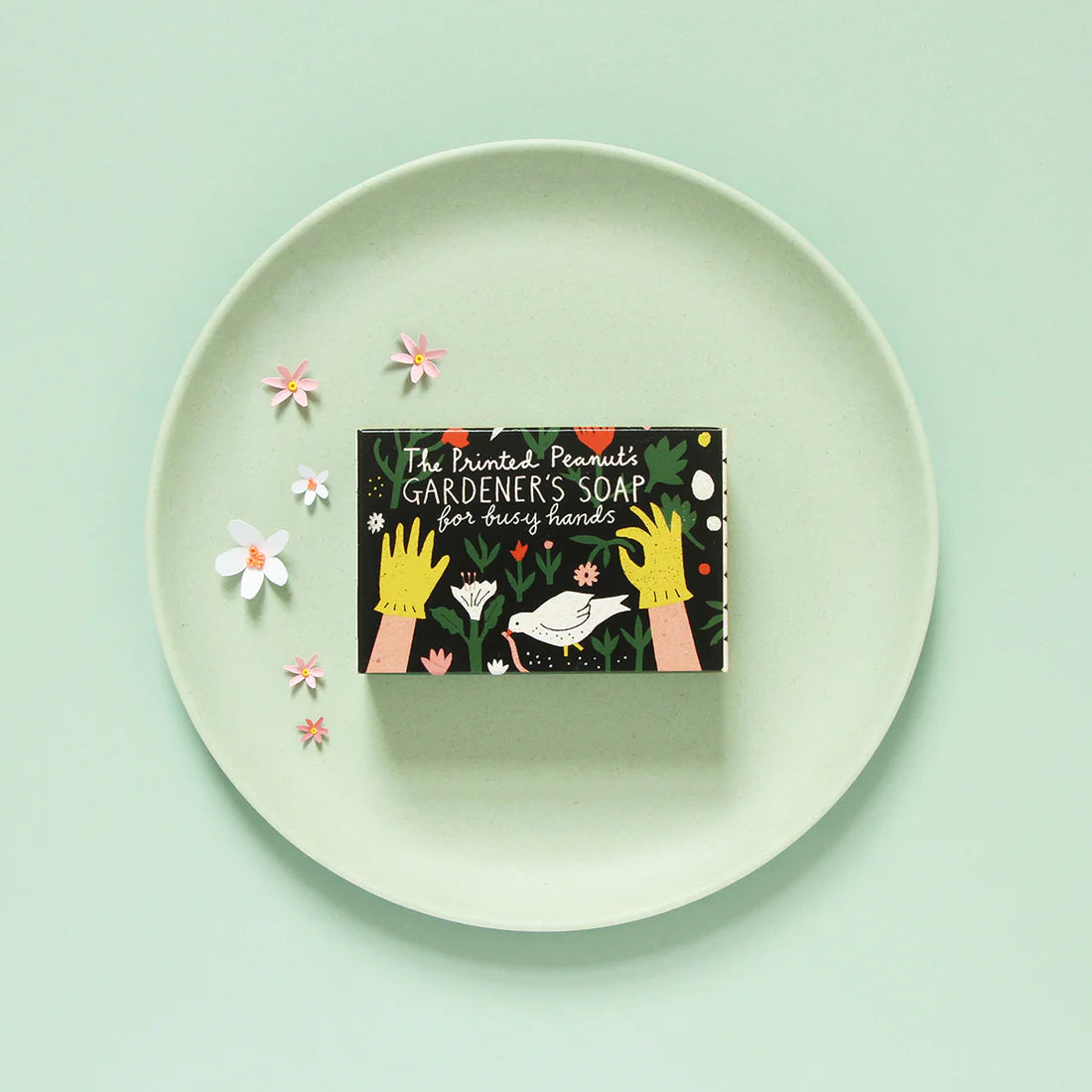 The Every Space Gardener's Soap bar with peppermint & exfoliating poppy seeds by The Printed Peanut