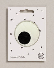 Petra Boase giant googly eye iron-on embroidered patch on neutral background