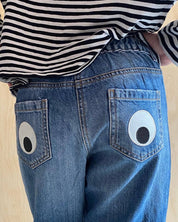 Petra Boase giant googly eye iron-on embroidered patch on neutral background