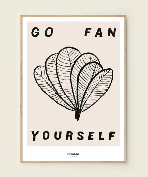 The Every Space modern, minimalist Giclée art print "Go Fan Yourself" on 290gsm Hahnemühle eco-friendly bamboo paper, with a soft textured surface by female British artist Donna Baitey and Noama