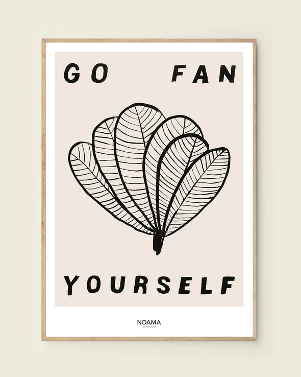 The Every Space modern, minimalist Giclée art print "Go Fan Yourself" on 290gsm Hahnemühle eco-friendly bamboo paper, with a soft textured surface by female British artist Donna Baitey and Noama