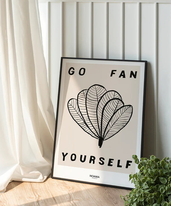 The Every Space modern, minimalist Giclée art print "Go Fan Yourself" on 290gsm Hahnemühle eco-friendly bamboo paper, with a soft textured surface by female British artist Donna Baitey and Noama