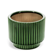 Ridged Plant Pot | Mustard / Green | Ø13cm