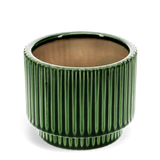 Ridged Plant Pot | Mustard / Green | Ø13cm