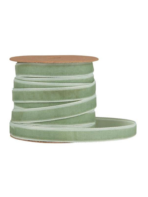 Velvet Ribbon On Spool | Dusty Green 10m